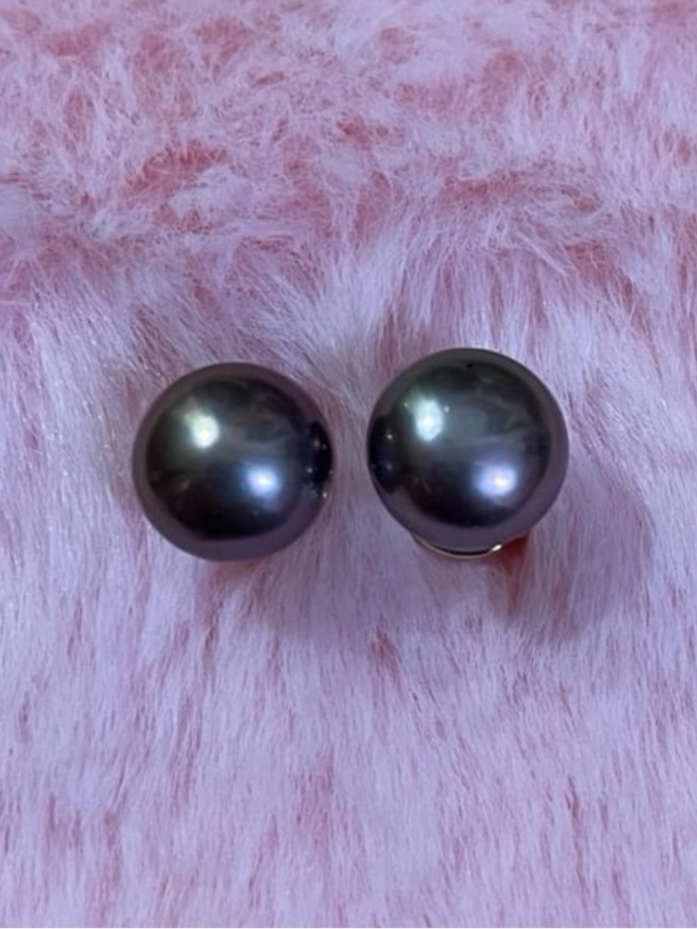 8-9 14K Gold Plated Natural Purple Gray South Sea Cultured White Pearl Earring